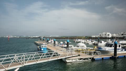 Floating dock with anchored boats