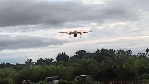 Airplane landing in the airport