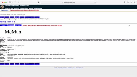 USPTO Trademark Search for McMan USPTO Search Results for McMan August 6, 2022