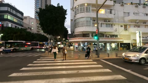 Allenby Street Israel in the evening hours. A good time to walk down the street.