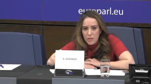 Julian Assange's wife speaking at yesterday's European Parliament Press