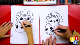 How To Draw A Thanksgiving Turkey Pumpkin Stack