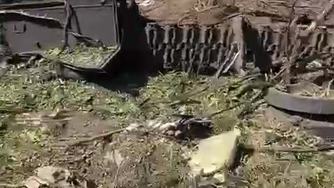 Debris Field from the Detonation of a Russian Tank