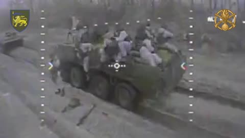 Fpv drone strike 💥 on a btr with a load of russian infantry on top from the 60th