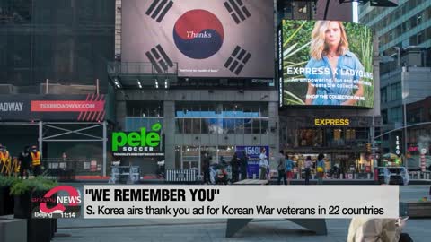 S. Korea airs thank you ad for Korean War veterans in 22 countries