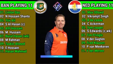 T20 World Cup 2022 Bangladesh vs Nederland 17th Match Playing 11 Comparison BAN vs NED