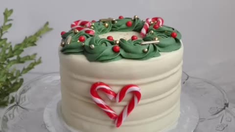 Simple Christmas cake decorating idea! Great for beginners 🥰🎄