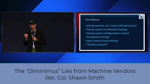 Shawn Smith discusses diminimus changes in voting machines.