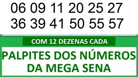 PALPITES DOS NÚMEROS DA MEGA SENA COM 12 DEZENAS ym yn yo yp yq yr ys yt yu yv yw yx