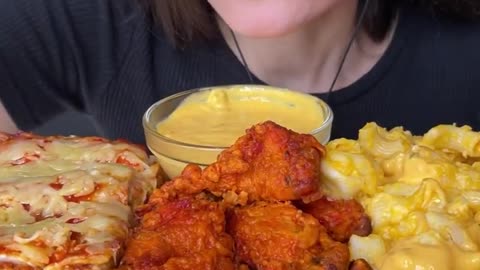 ASMR CHICKEN LOLLIPOP, LASAGNA + MAC N' CHEESE MUKBANG | EATING FOOD #shorts