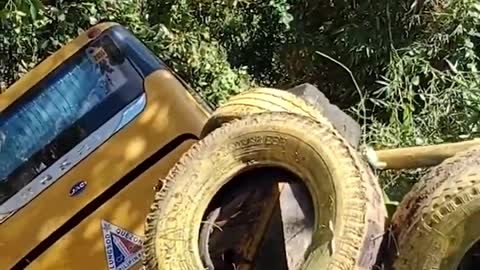 A bus fell off a cliff in Orani, Bataan