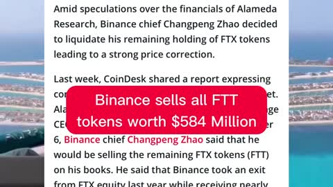 CZ Binance vs SBF FTX. Binance sells all FTT tokens worth $584 Million