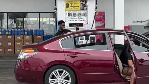 Bum Steals Car While Getting Gas! 😂 #StreetComedy #NYC #FunnyShorts #LOL