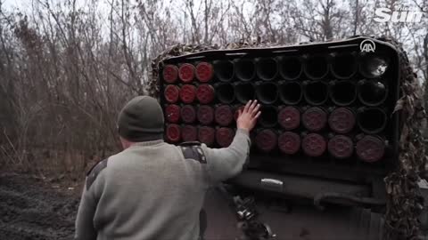 Ukrainian troops prepare BM Grad-21 rocket system in Bakhmut near frontline