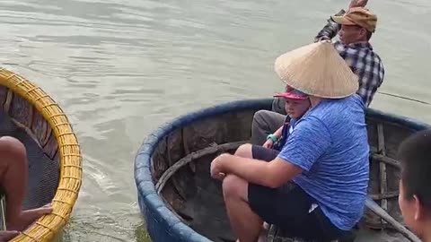 Will they fall in......! 😬 Riding basket boats in Hoi An Vietnam | Family Travel with kids