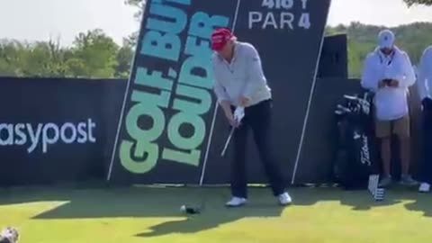 President Trump teeing off this morning at the LIV Golf ProAm at Trump National in Virginia 🇺🇸