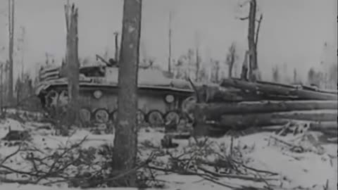 Sturmgeschütz III targeting derelict Soviet tanks and close range in the Russian Winter in 1943