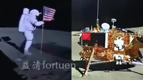 The Chinese rover found no US tracks./Il rover cinese non ha trovato tracce USA.