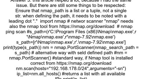 Python nmap program was not found in path error even nmap installed and nmapexe is in the path