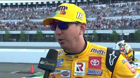 Kyle Busch reacts to his finish at Pocono Raceway