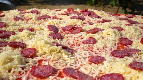 Giant Pizza cooked On Coals! Cooking Show In Nature