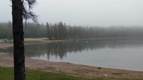 Fog over East Blue Lake in Duck Mountain Prov. Park