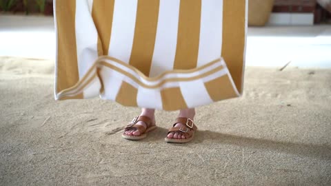 Great Bay Home Large Cotton Towel Set of 4, Cabana Striped Beach Towels