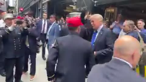 New York Firefighters Meet Donald Trump