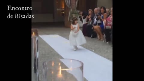 Children at the wedding entrance having a tantrum