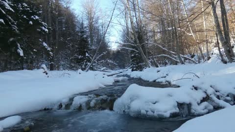 4K Snowy River - Relaxing Winter Video & Nature Sounds - Ultra HD - 2160p