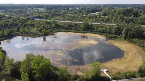 City Park Pond at Sunset from a Drone