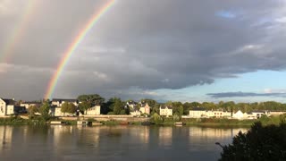 Incredible double rainbow over the Loire river