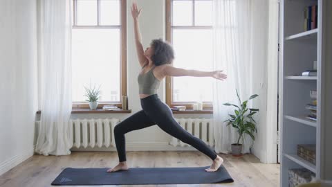 African-American woman doing yoga