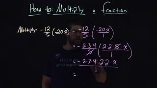 How to Multiply a Fraction | -12/5(-20x) | Minute Math