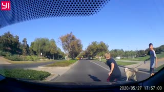 Scary Moment as Youths Cross Road In-Front of Car