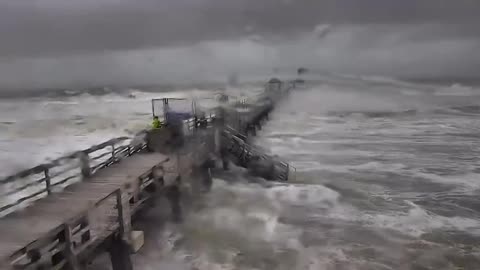 Florida Man places Trump Flag on Naples Pier Amid Hurricane Milton!