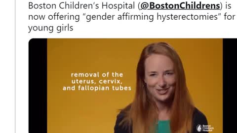 Boston Children’s Hospital ( @BostonChildrens ) is now offering “gender affirming hysterectomies” for young girls