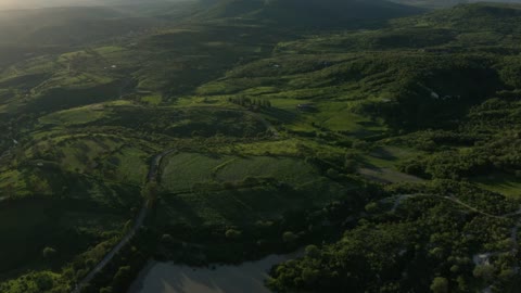 Aerial look at a natural landscape on a sunny day