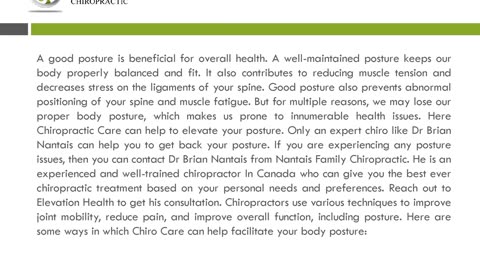 How Can You Elevate Your Body Posture With Chiro Care?