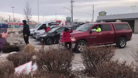 Canada Police attacking Freedom Trucker after Justin Trudeau calls them Terrorists