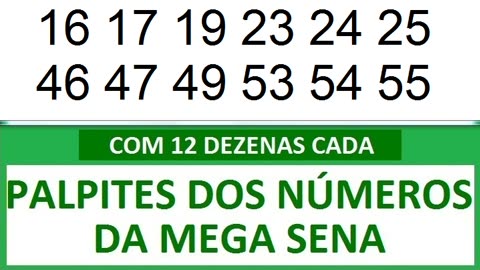 PALPITES DOS NÚMEROS DA MEGA SENA COM 12 DEZENAS 3a 3b 3c 3d 3e 3f 3g 3h 3i 3j 3k 3l