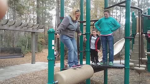 Mom versus playground equipment