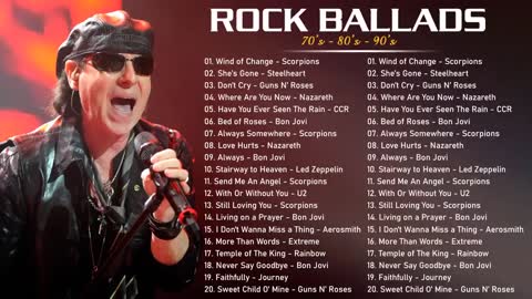 Best Slow Rock Ballads 80's 90's Scorpions, Aerosmith, Bon Jovi, Led Zeppelin, U2, Guns N' Roses