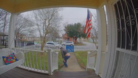 Texan Stays Calm While Slipping Down Stairs