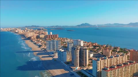 aerial view panoramic view la manga del mar menor cartagena murcia spain