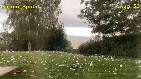 Huge hailstones create chaos in Girona, Spain