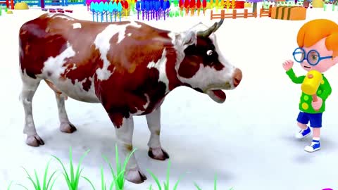 Babe catching wild cow| Animal Cartoon for Kids| Pretend play with wild animals d to