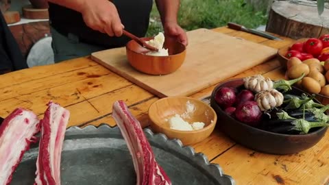 Recipe for Real Tomahawk Steaks on the Fire! Making a Homemade Barrel Grill for Outdoor Cooking