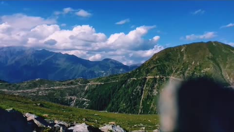 Breath Taking View of Blue Sky, Mountains with Passing Clouds