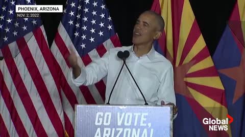 "Set up your own rally": Obama challenges heckler at Arizona campaign event